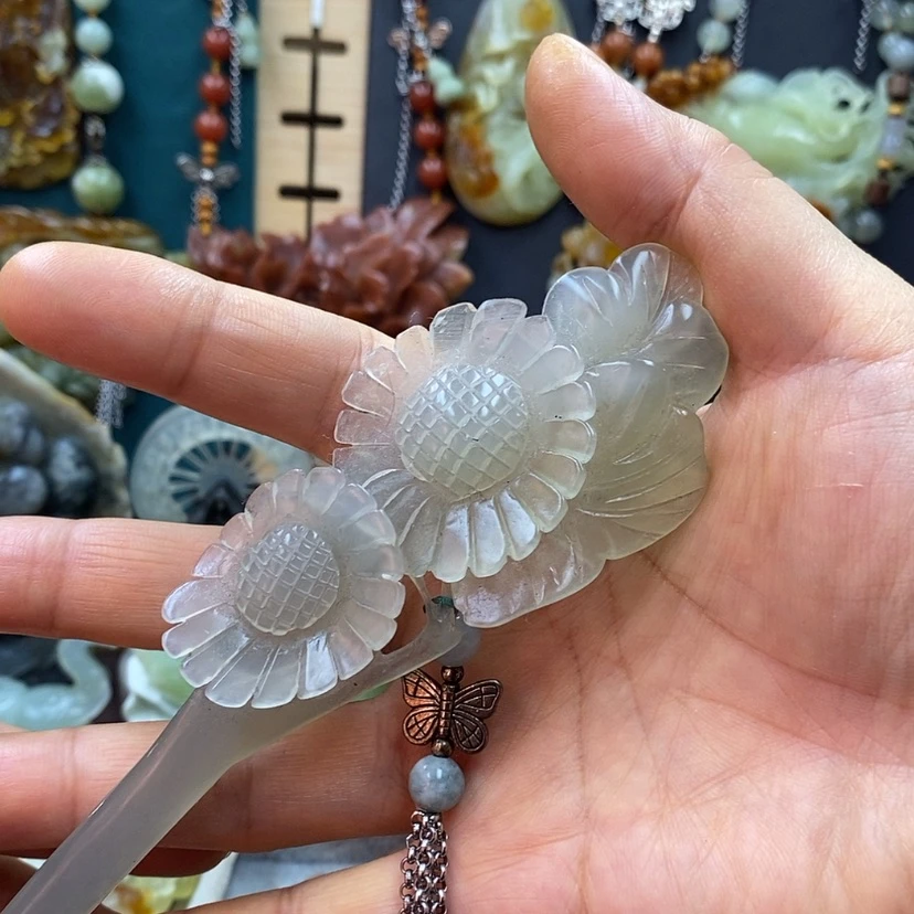 【闪购商品】蛇纹石玉发饰未镶嵌