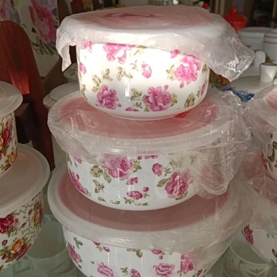 新疆西藏包邮花之恋骨质瓷三件套保鲜碗