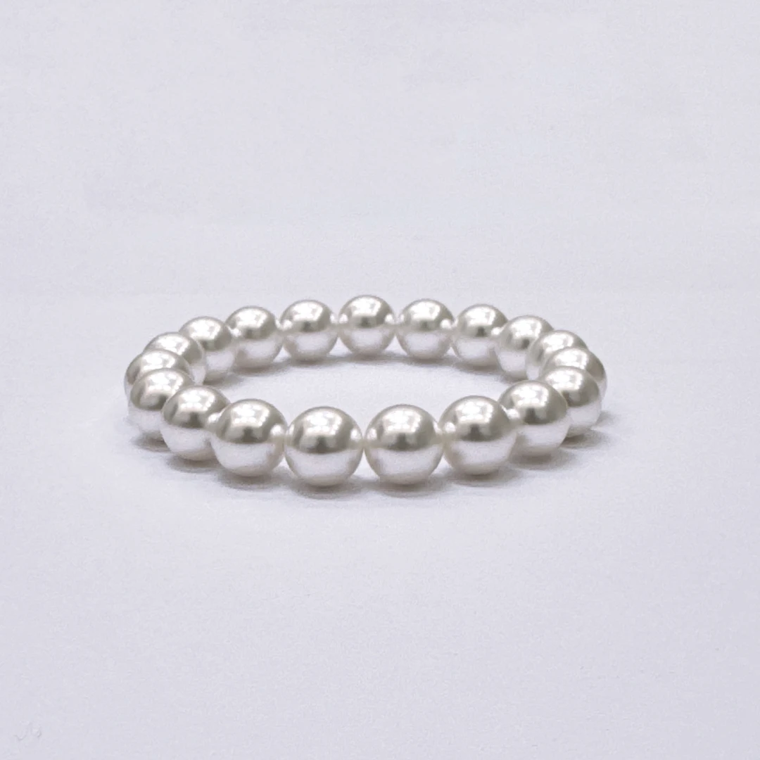 仿珍珠手链 10-11mm白色弹力绳施家贝珠手链SLA101