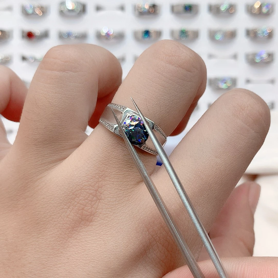 2***始925银合成碳硅石蓝钻