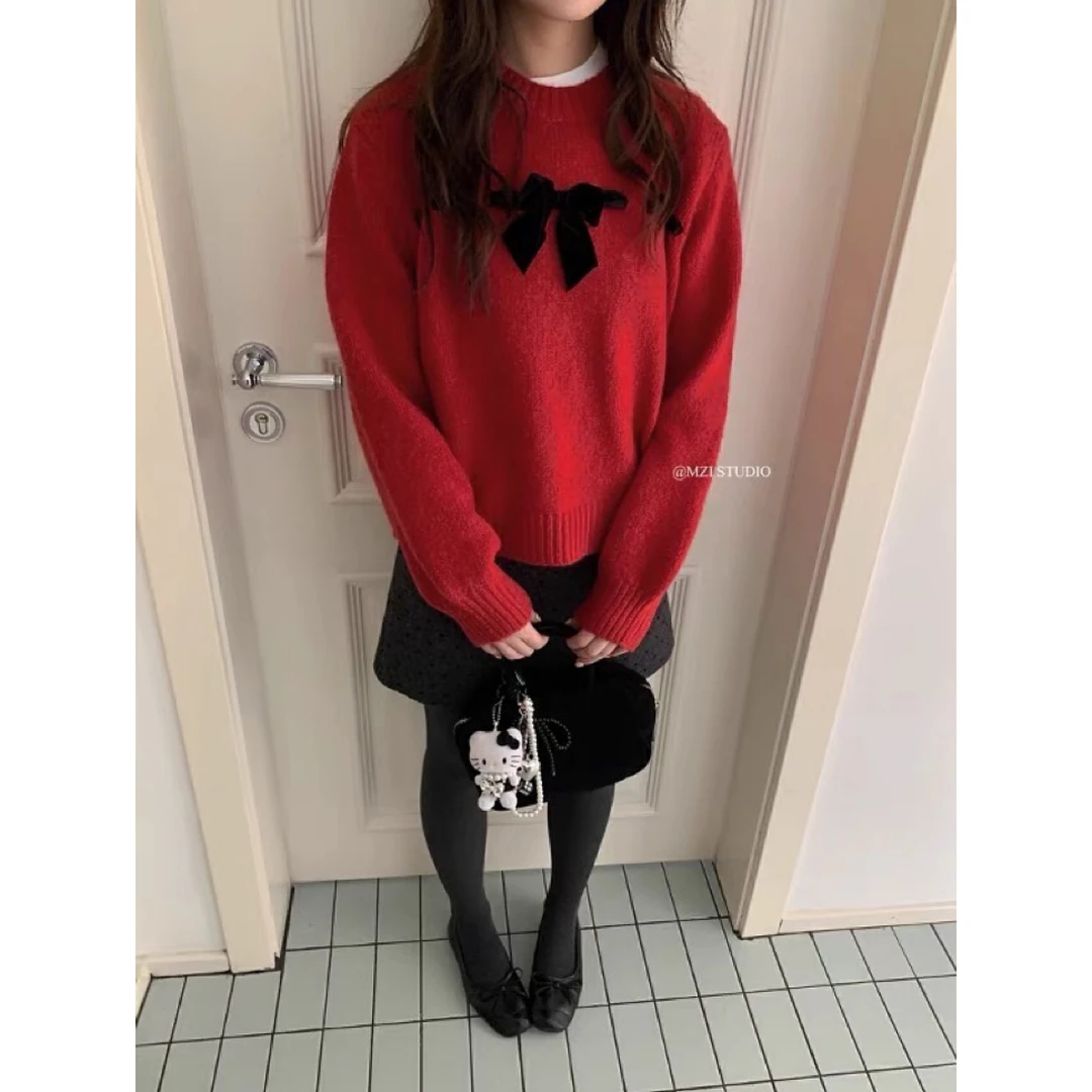 CSF-2142【❌退❌换】东大门韩版慵懒复古爱心金扣氛围感毛衣