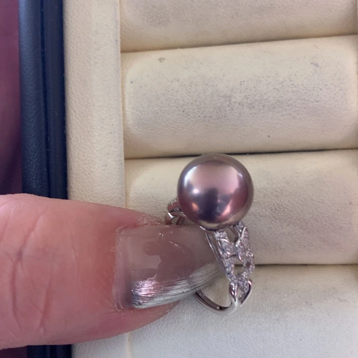 银S925镶嵌戒指淡水珍珠