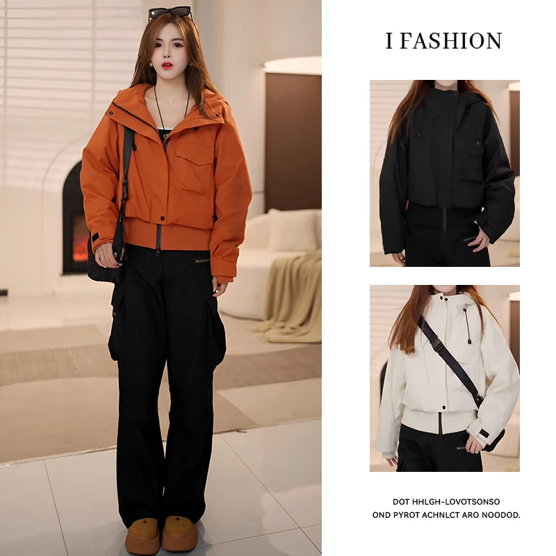 欧货休闲百搭连帽棉服女2025年秋冬季新款洋气显瘦拉链冲锋衣外套