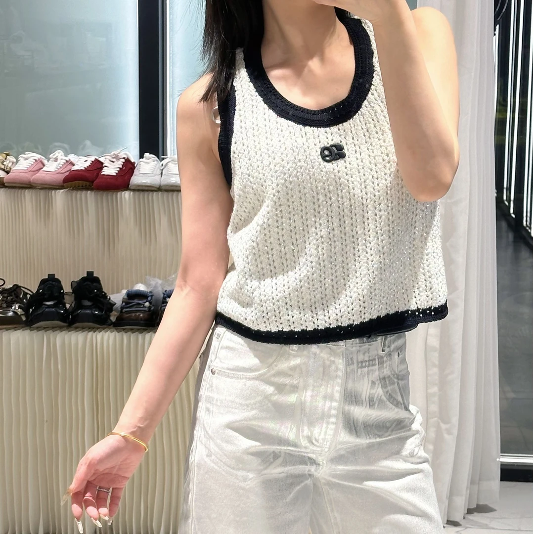 【景致】AVVENN撞色字母线设计感背心休闲时尚短款上衣AM11202536