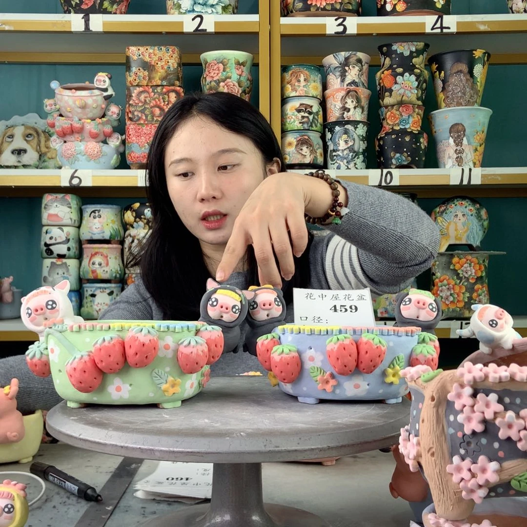 北****陶景德镇手工花盆459