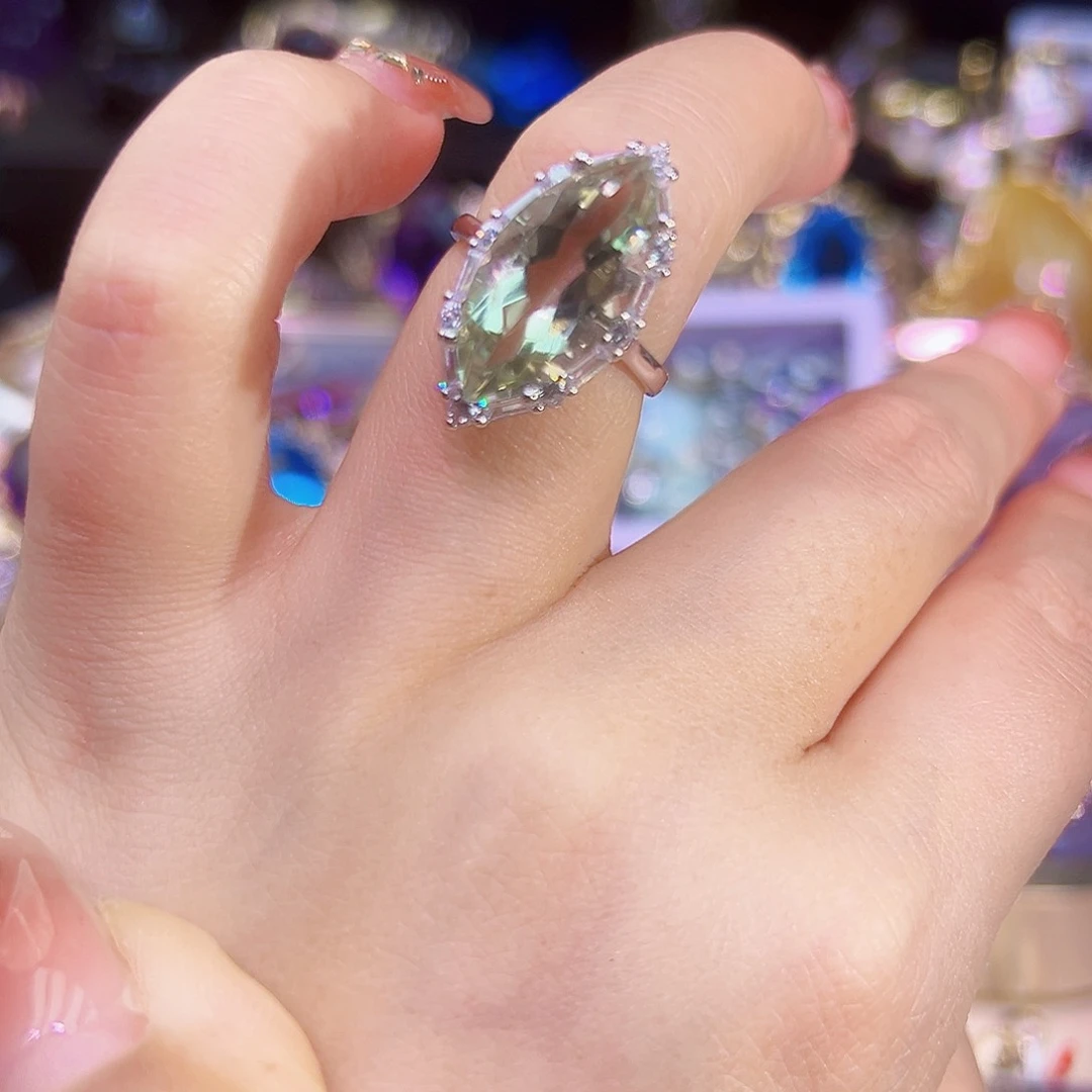 绿水晶珠宝半成品银S925镶嵌