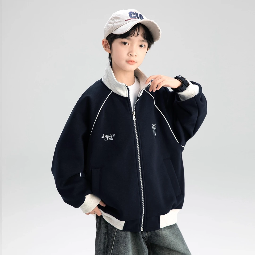 男童外套春秋款2025新款中大童男孩秋季上衣儿童秋装运动棒球服潮