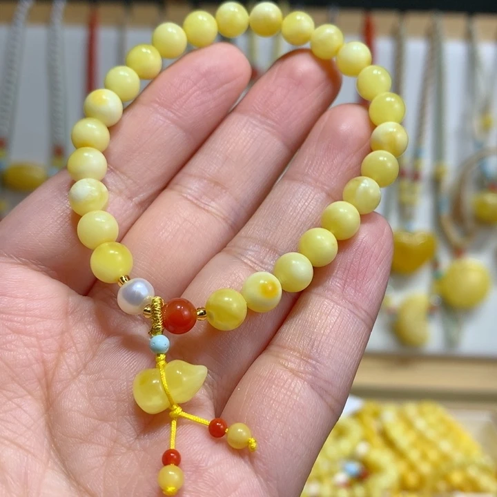 蜜蜡未镶嵌手链特价6.5mm