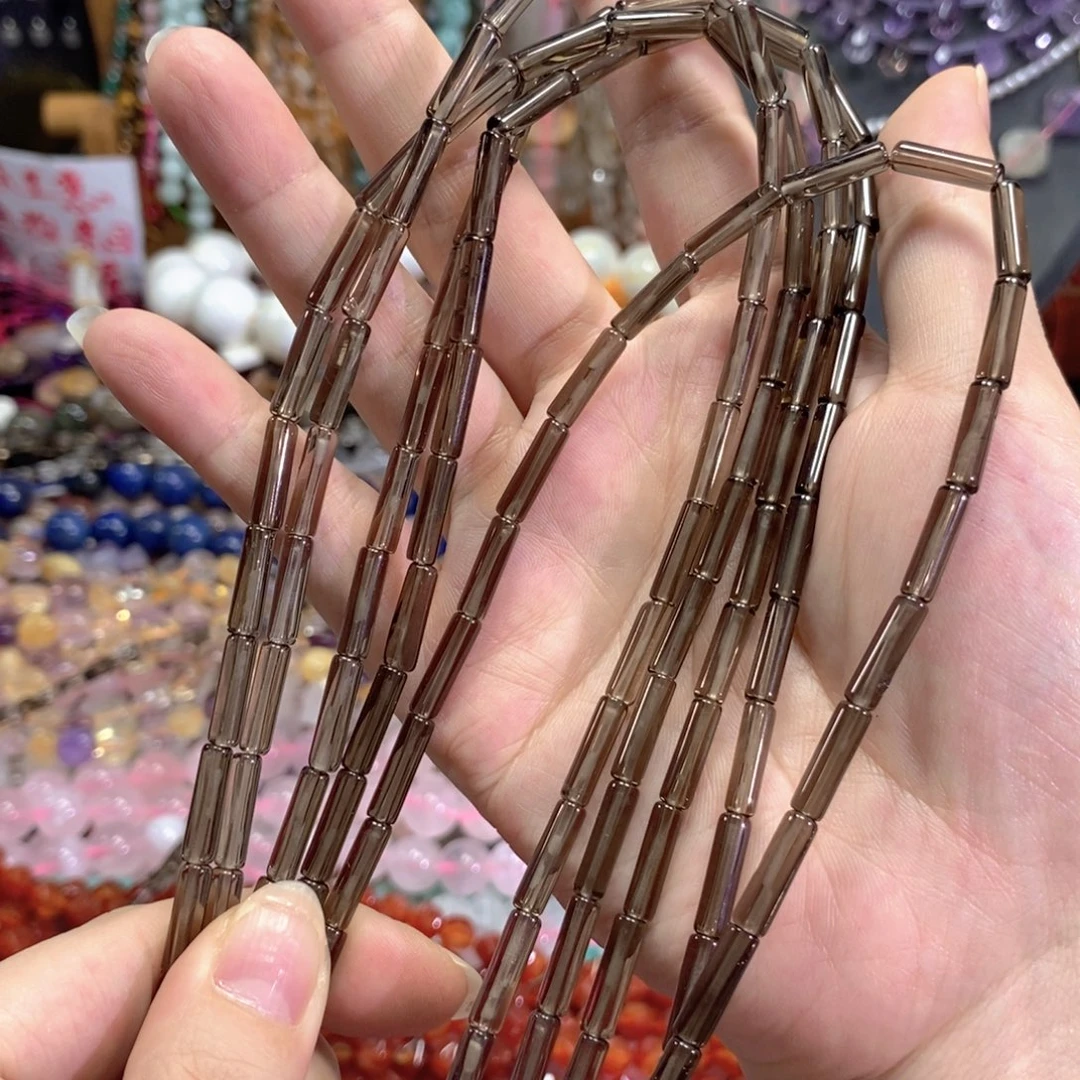 未镶嵌玛瑙/玉髓珠宝半成品茶晶管子一条卡4*14mm