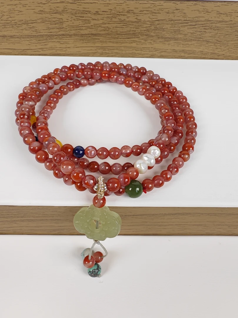 南红项链4.3mm 基地发货一物一证