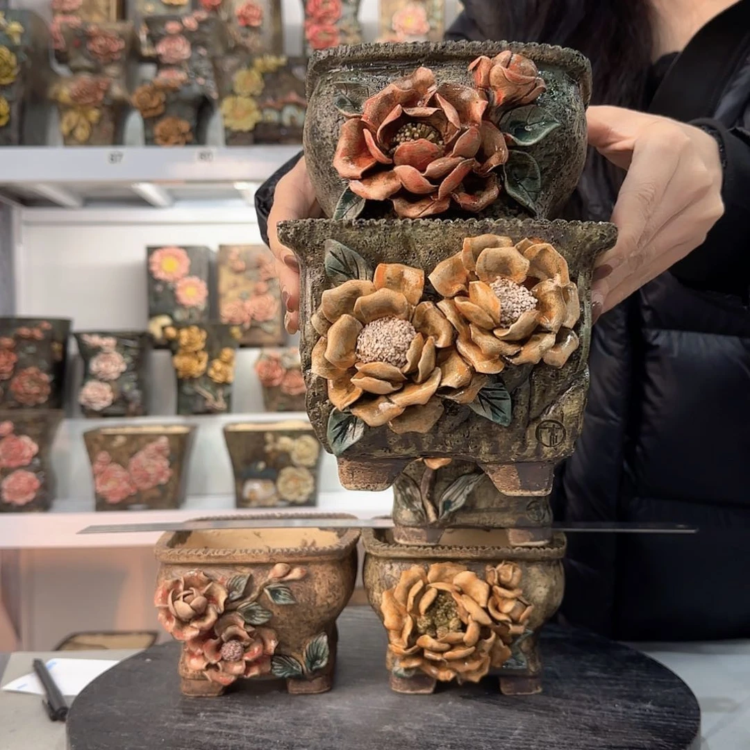 红陶l***~青默花器花盆