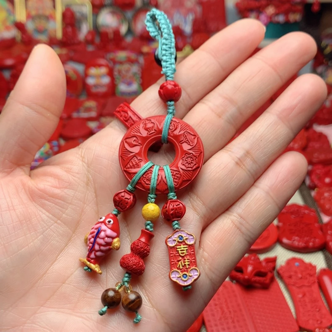 天然辰砂工艺品朱砂钥匙扣