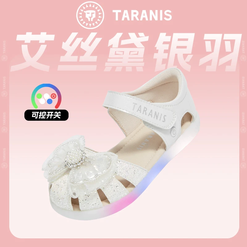 【艾丝黛银羽】泰兰尼斯meta公主凉鞋夏季水晶鞋软底闪灯M07X5B5959