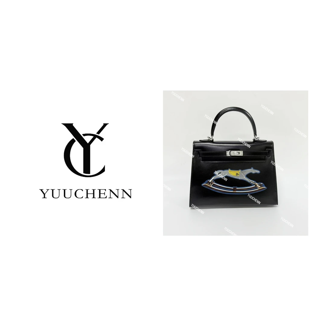 YUUCHENN/【kelly】进口BOX牛皮25cm彩绘木马黑色 HH5906