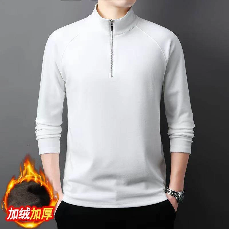 2025冬季新款男士半高领休闲长拉链两面德绒净版打底衫加厚保暖