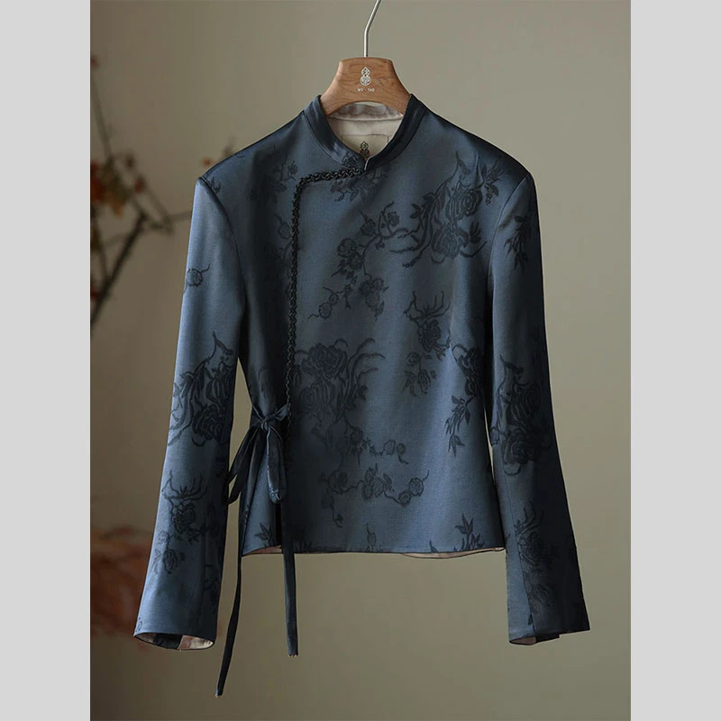 爆款独特漂亮的初冬外套新中式国风唐装禅意衬衫2025秋冬新款