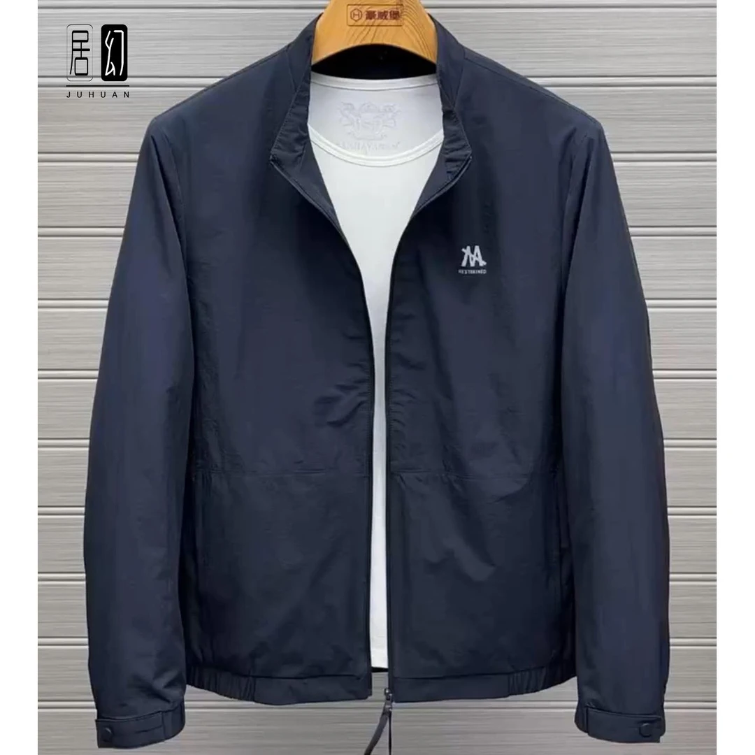 居幻春秋新款轻奢男士立领夹克外套商务休闲时尚百搭防风简约上衣