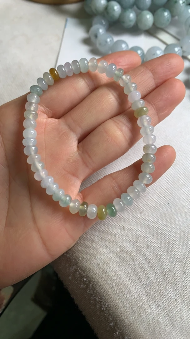 天然a货翡翠算盘珠手串糯冰种