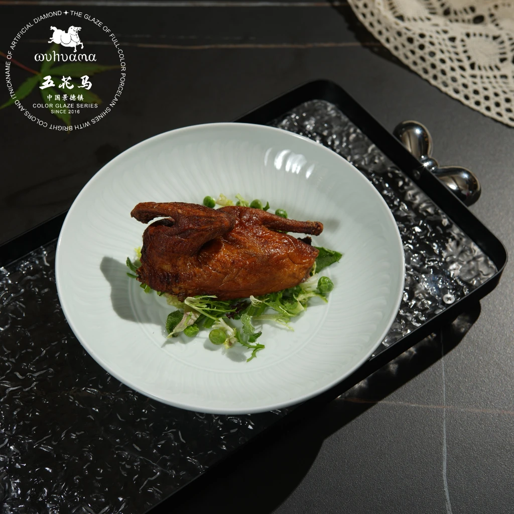 景德镇五花马8.5寸芙蓉钩弋盘（宋青系列）