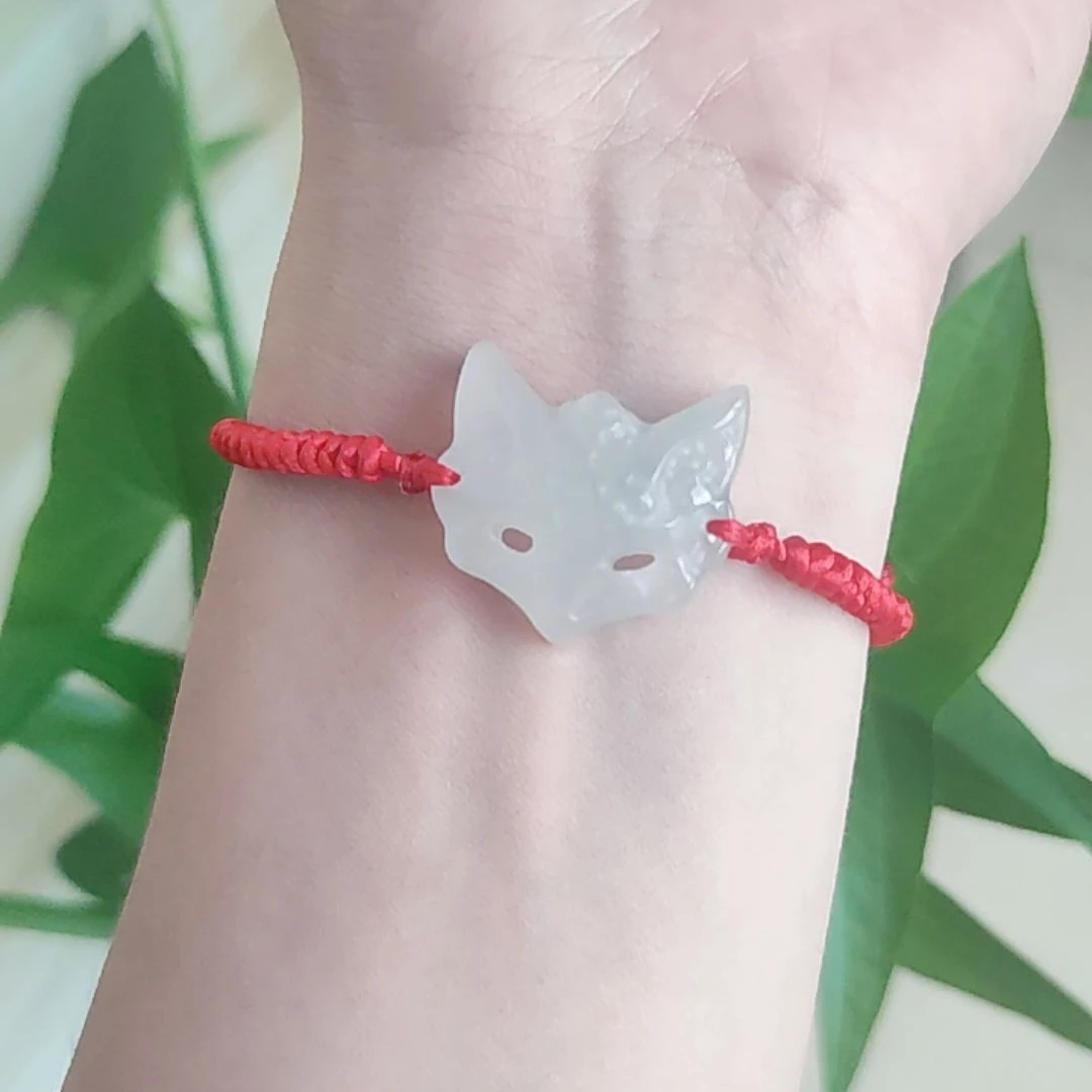 新疆原矿天山翠玉狐狸面具灵狐手绳手链吊坠两用国风男女时尚手链