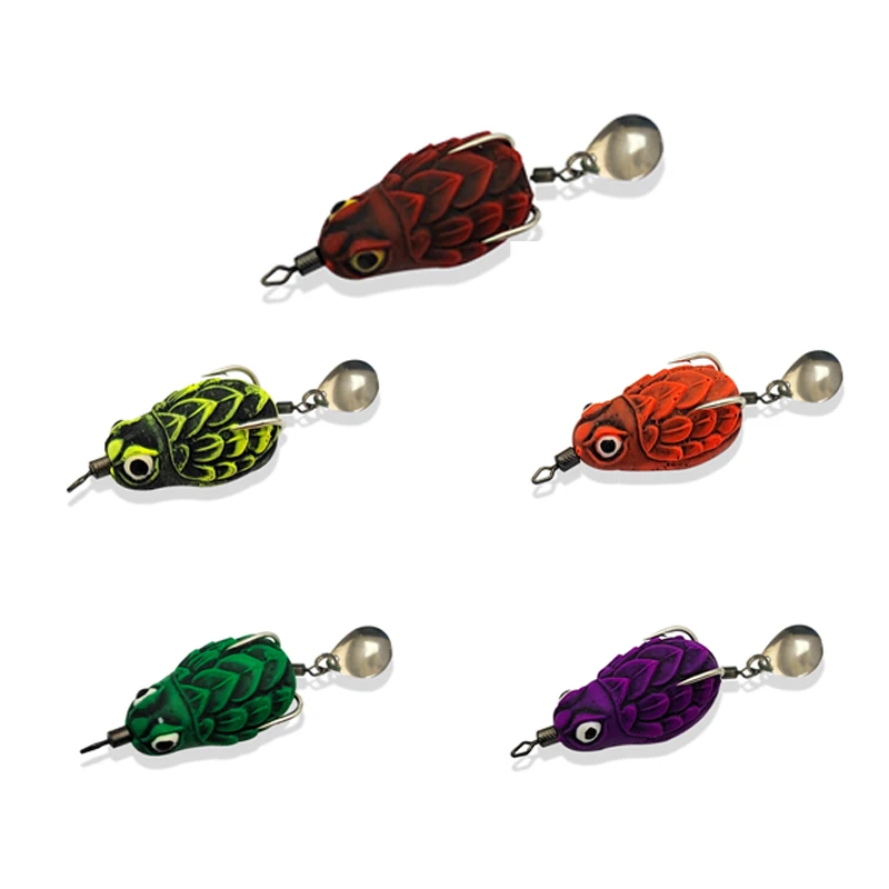 路亚雷蛙软饵雷强亮片沉水路亚雷蛙远投重草打黑鱼饵仿生青蛙假饵