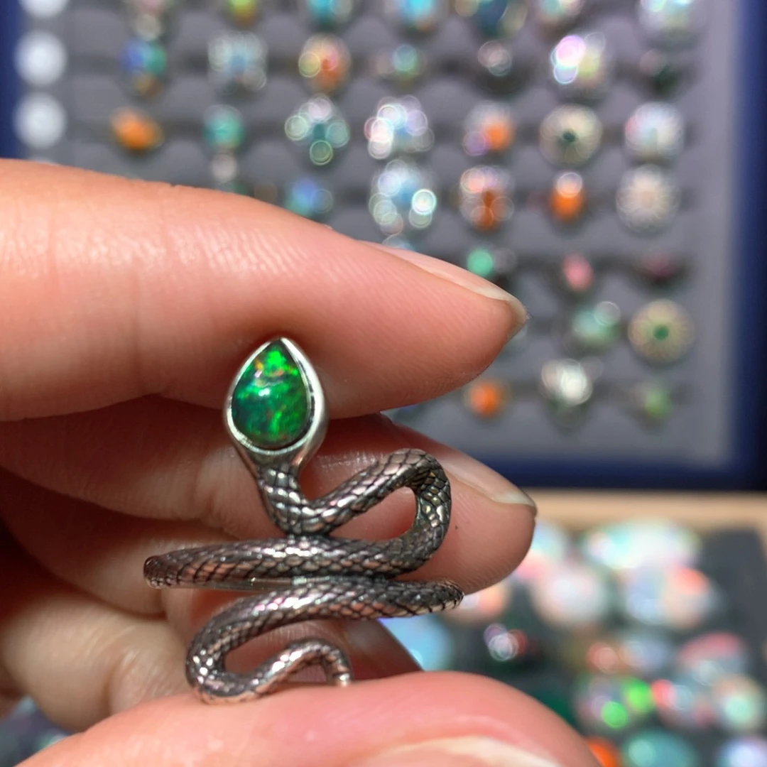 欧泊戒指款式银S925镶嵌c*e