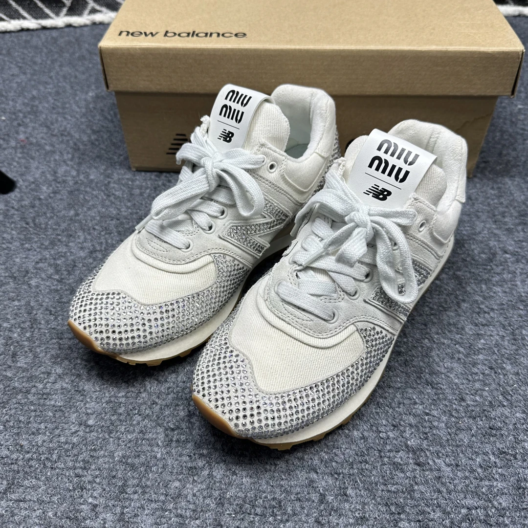 99新 MIU MIU/缪缪 麂皮满钻运动鞋