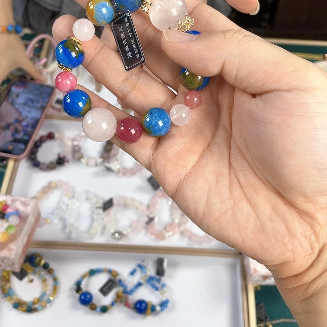水晶手链银S925镀金镶嵌