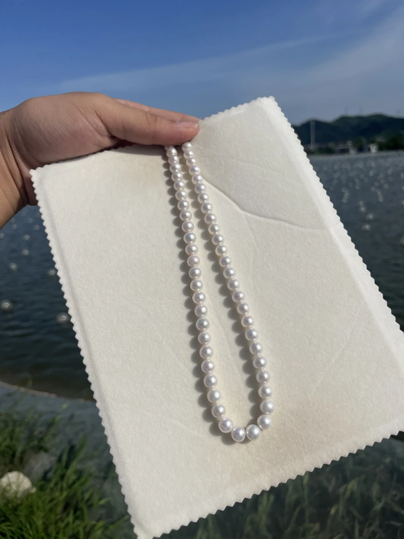 安新珠宝&极光灯泡系列8mm天然淡水珍珠项链 高品下冷色炫彩光