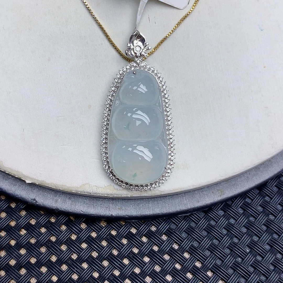 翡翠18K金镶嵌颈饰天然缅甸翡翠a货百元以上9元证书费自理