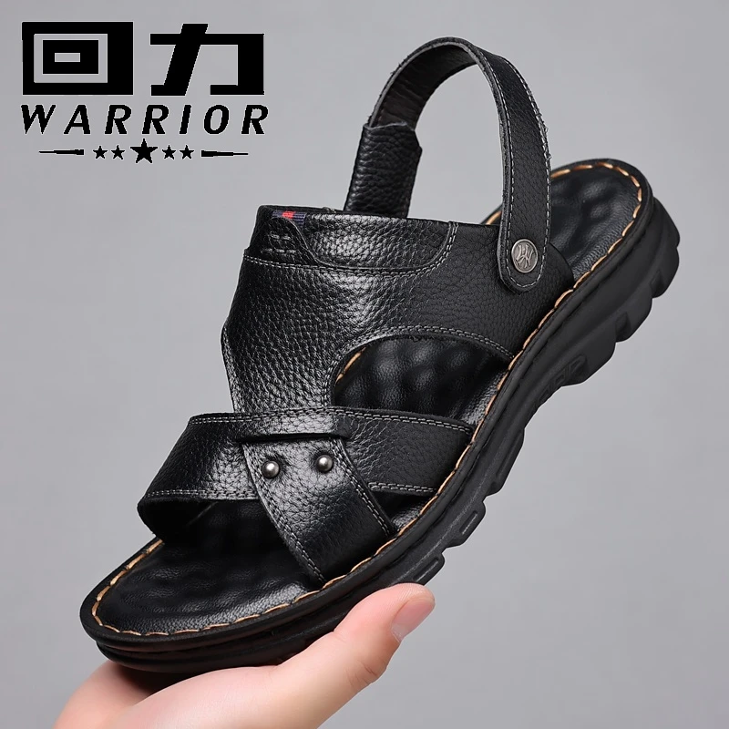 回力凉鞋男士2025新款厚底沙滩夏季外穿爸爸真皮耐磨两用凉拖鞋子