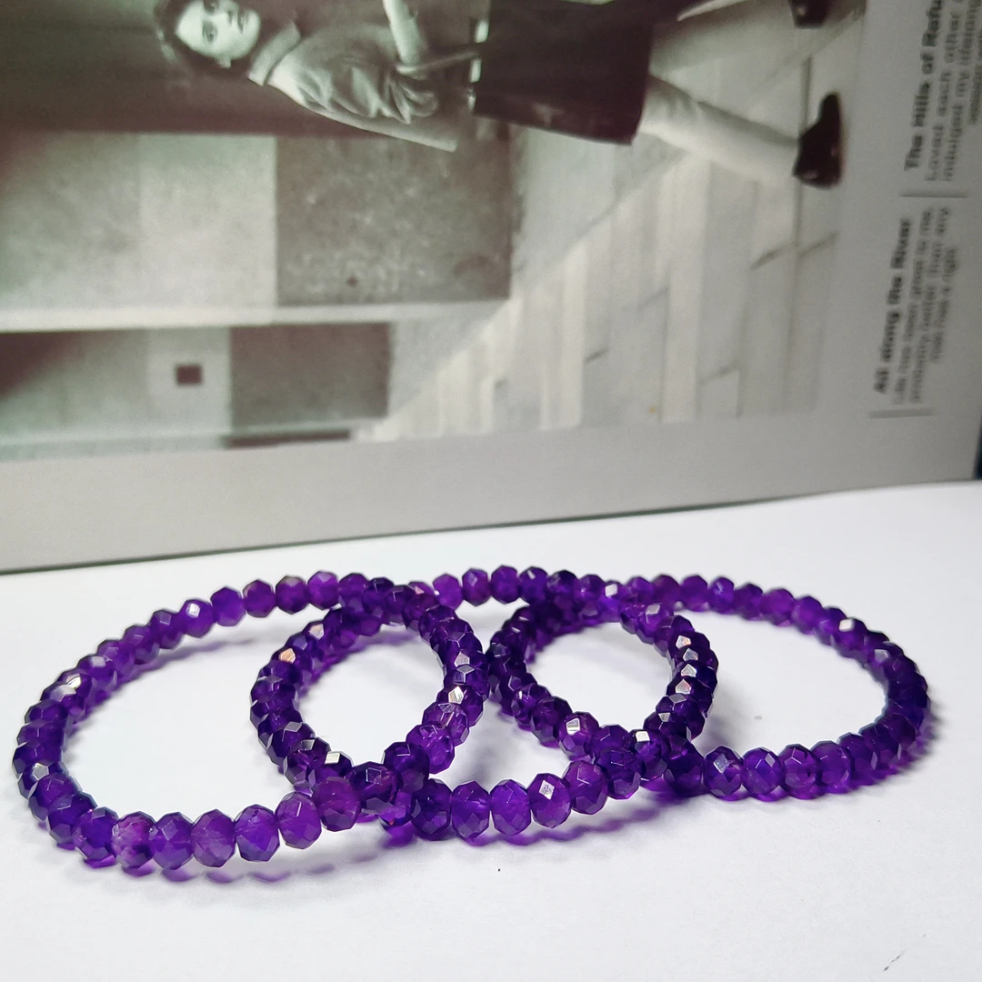 【村有晶品】天然紫水晶切面单圈手链 多样性发一件 约6mm 885ZBQQ