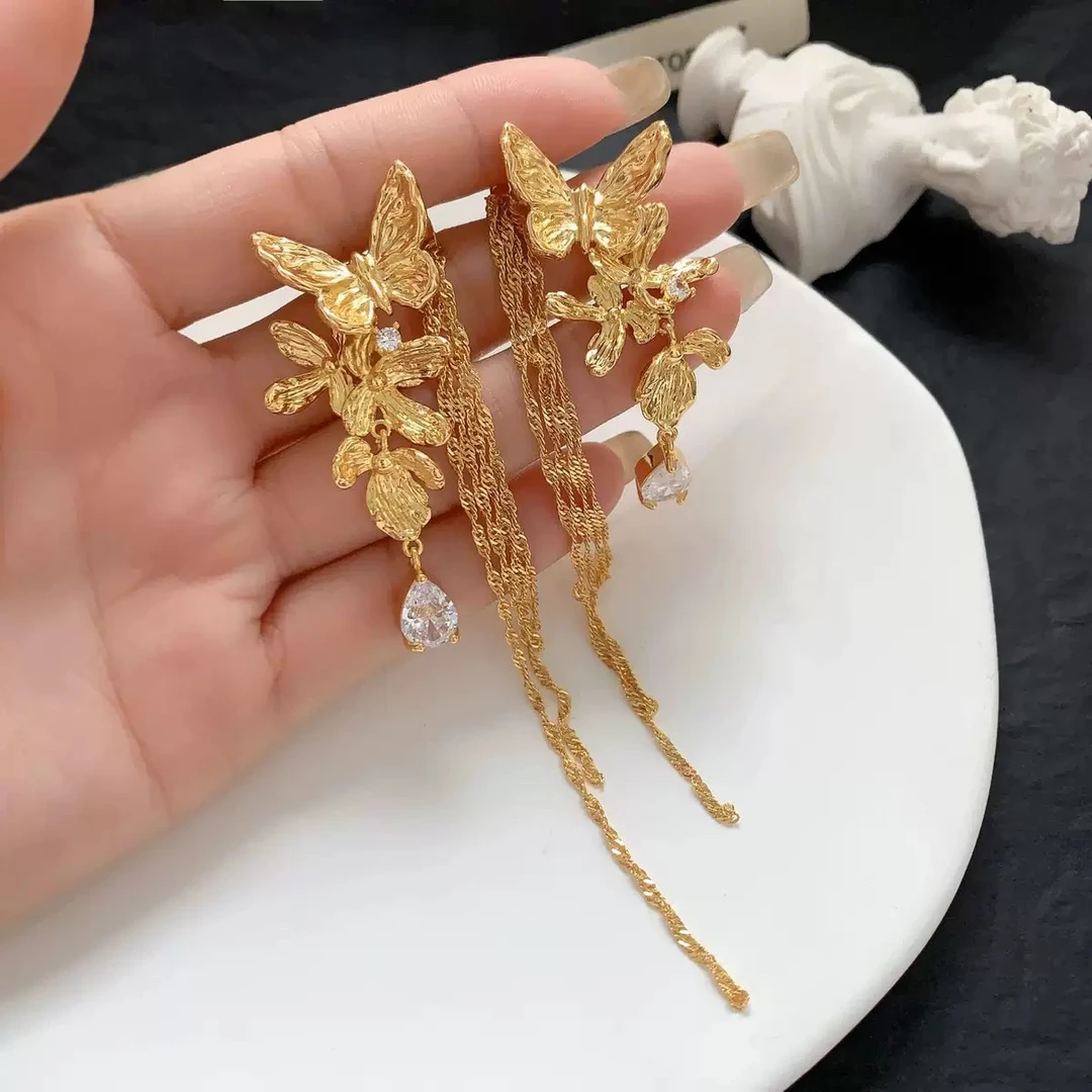 铜合金耳饰 日韩耳环上班族耳饰重工银色古风欧美小众金色复古
