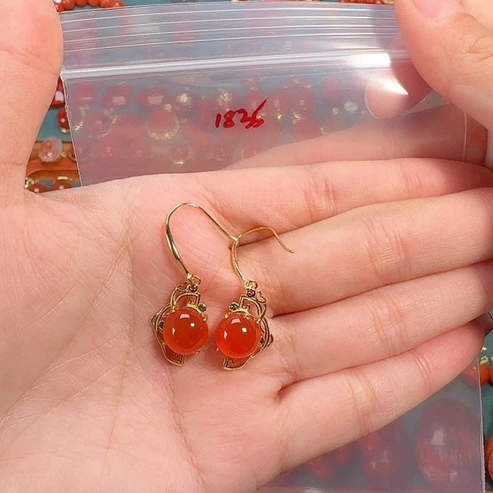 南红玛瑙银S925镶嵌吊坠
