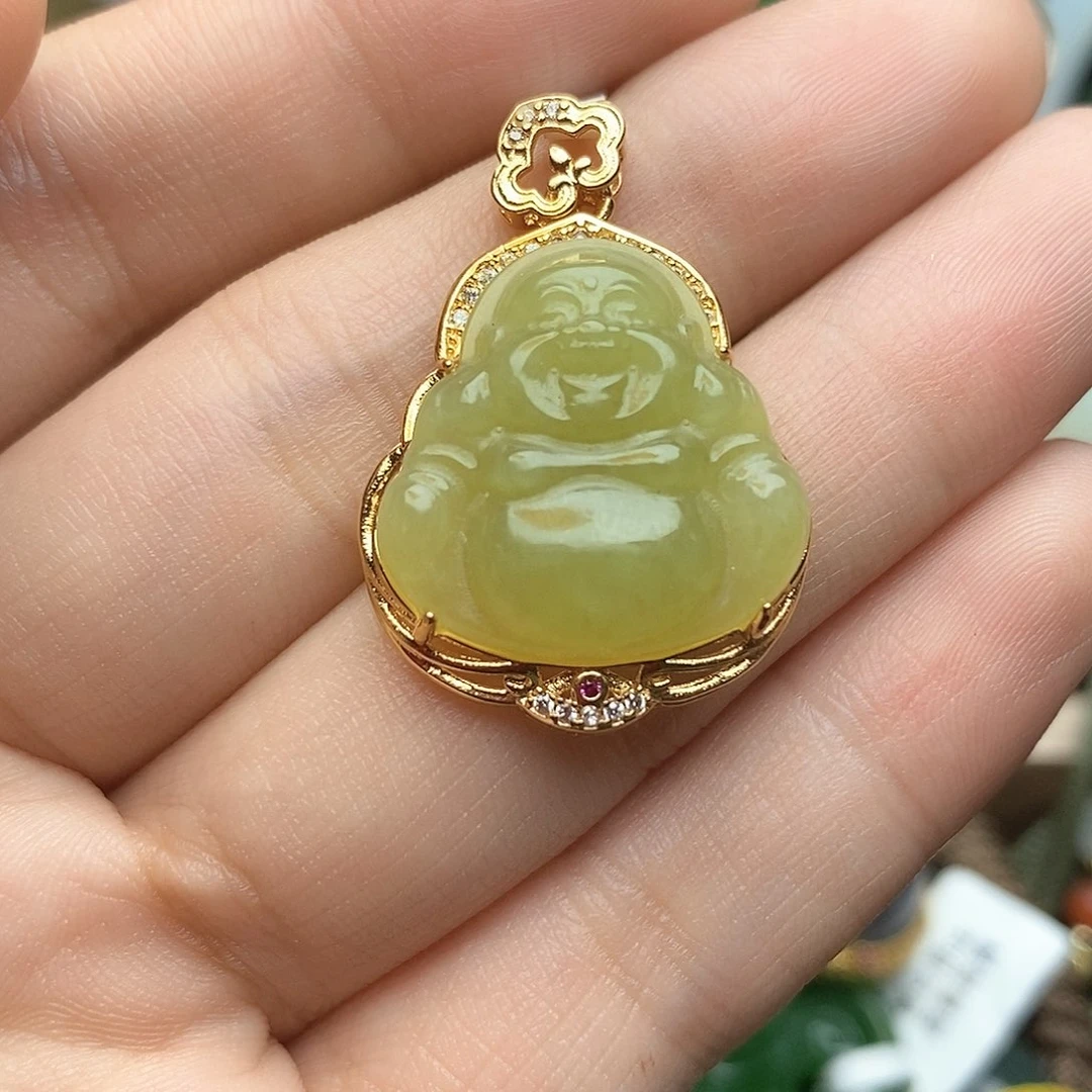 和田玉（黄玉）颈饰银S925镶嵌