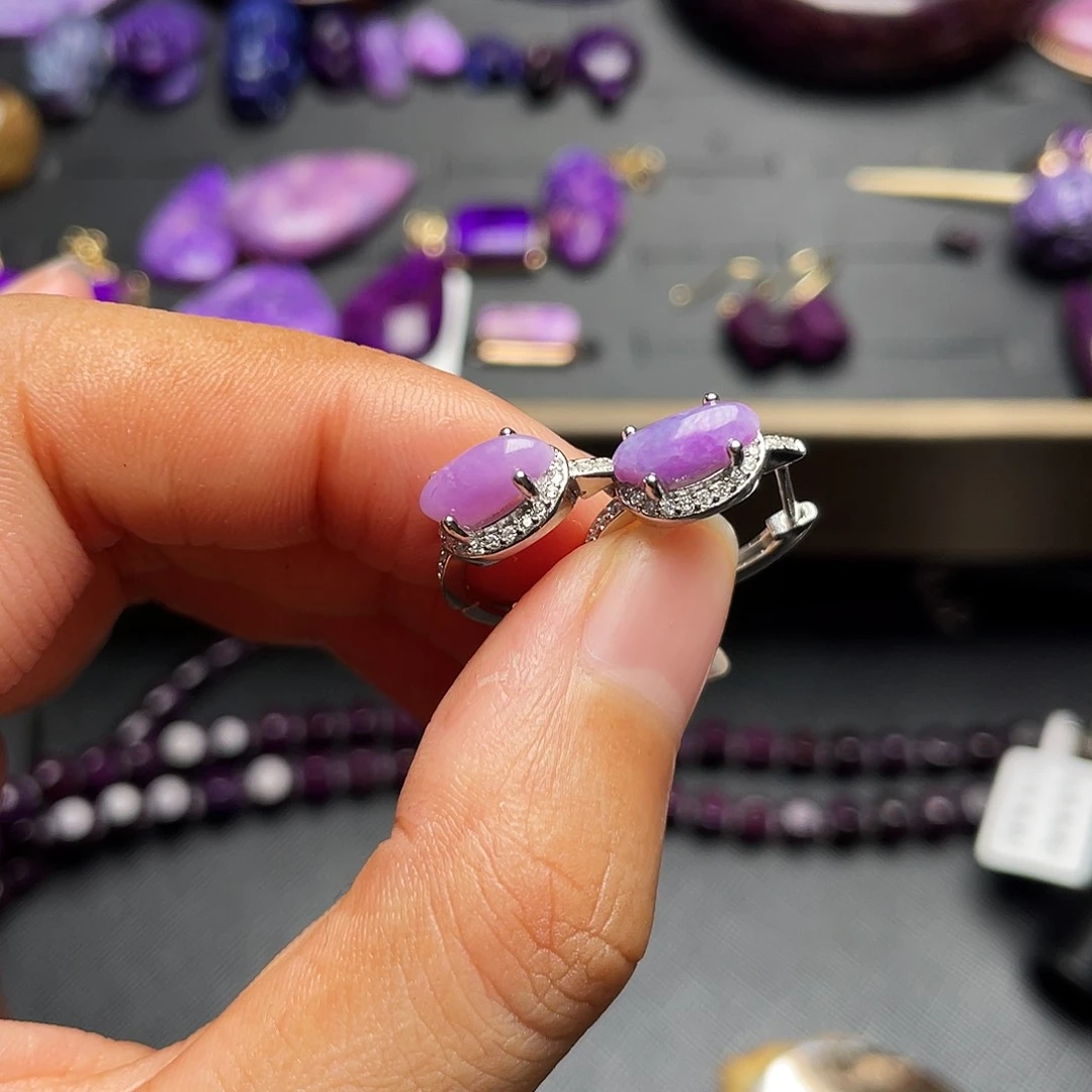 苏纪石（舒俱来）耳扣银S925镶嵌