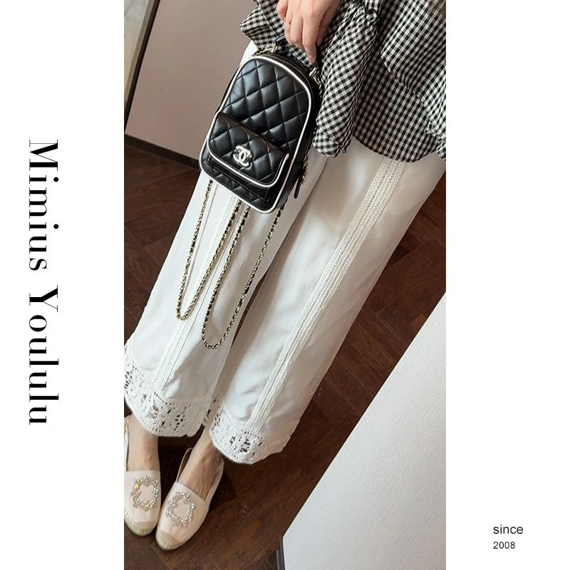 【mimius】P 极度松弛-简约镂空蕾丝花边麻裤子（后腰松紧） G04482