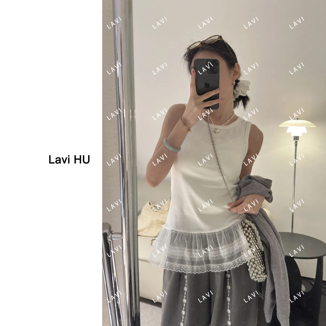 唱响三月 时尚无袖蕾丝设计师内搭背心3502