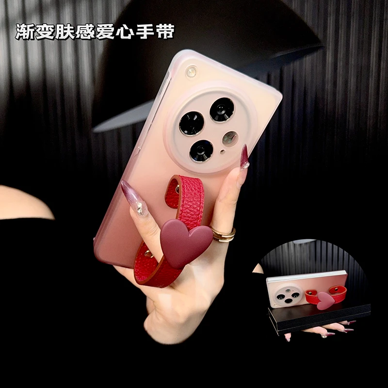 适用oppofindn3手机壳新款findn3套oppo高级渐变爱心肤感腕带女款