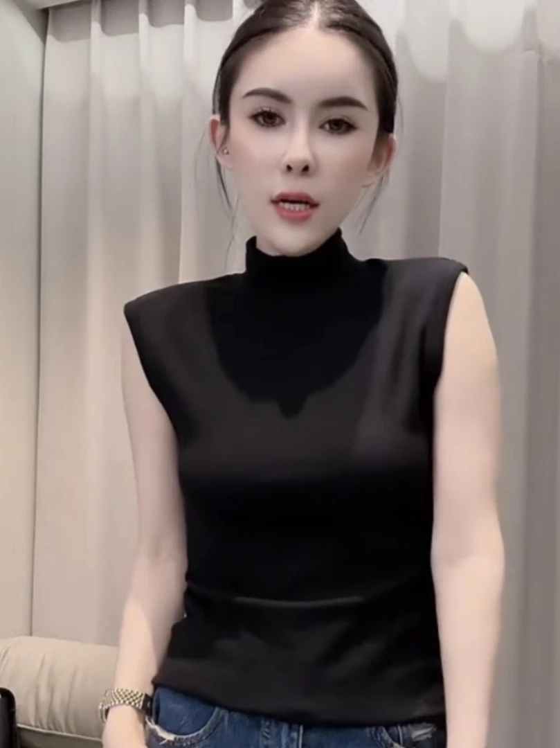 爆款打底弹力纯色时尚气质修身短袖女网红背心无袖T恤可内搭外穿