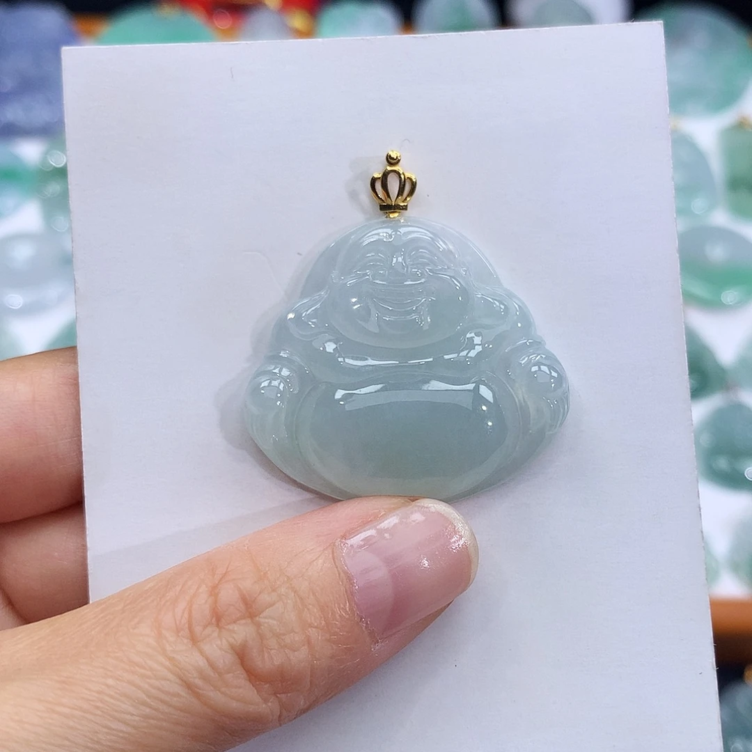 翡翠18K金镶嵌颈饰翡翠吊坠