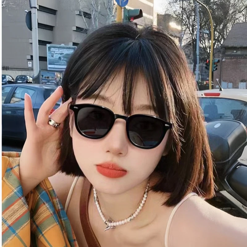 新款文艺复古眼镜米钉圆形时尚潮流墨镜爆款百搭小圆框男女太阳镜