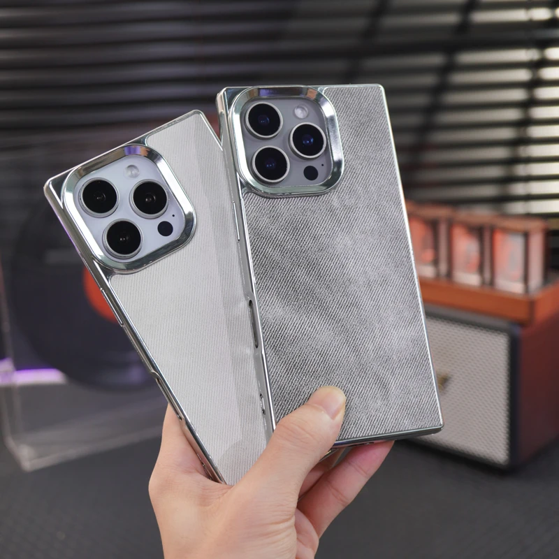 【牛仔布纹】苹果16手机壳新款方形适用12/13/14/15promax防摔套