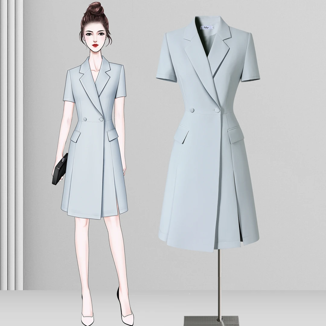 西装连衣裙女夏季薄款时尚高端修身休闲商务通勤职场上班族职业装