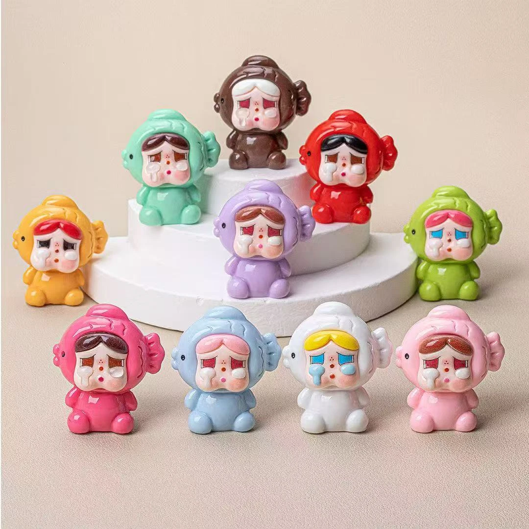 九宫格【实色鲷鱼烧哭娃】实色树脂配件diy桌面摆件钥匙扣