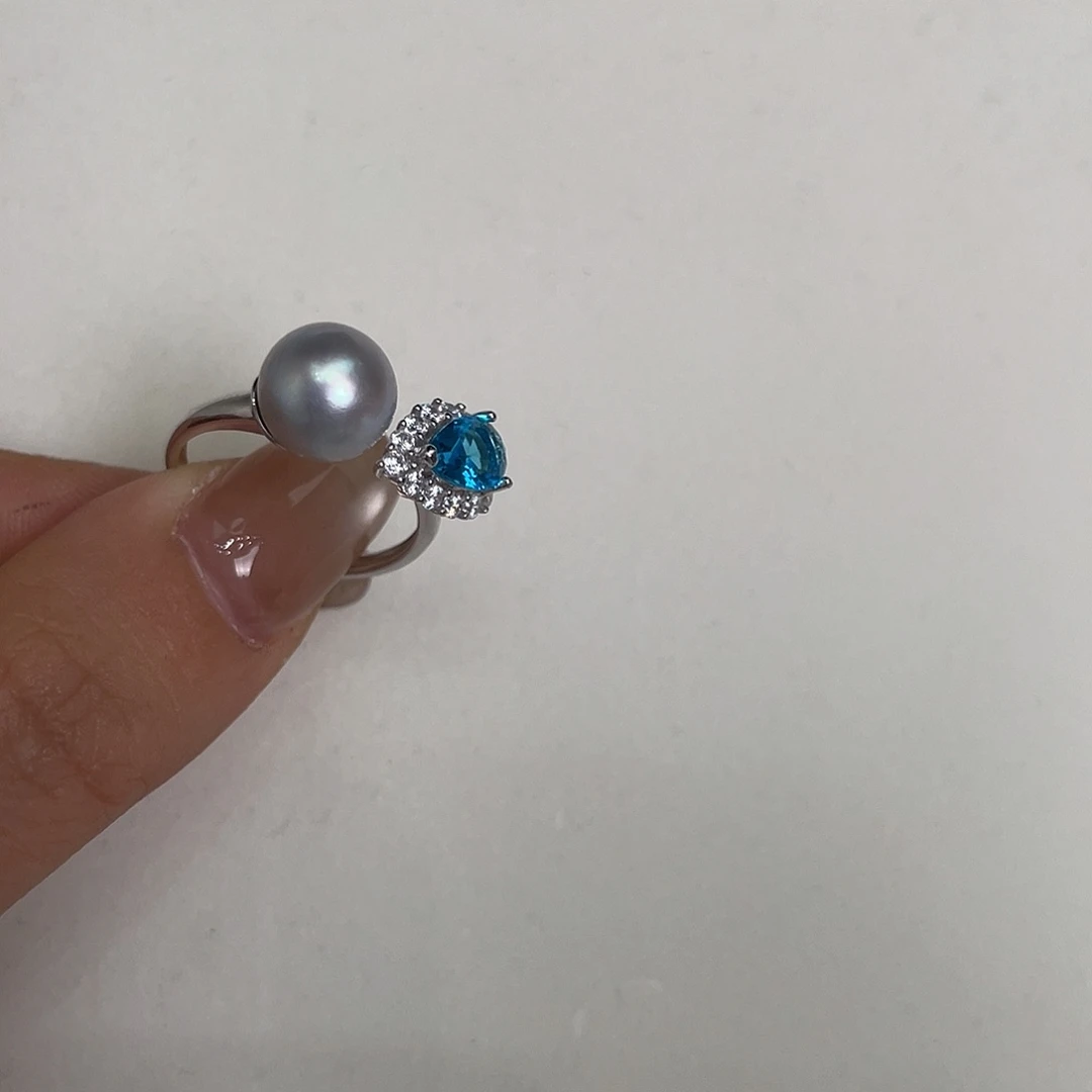 银S925镶嵌戒指海水珍珠