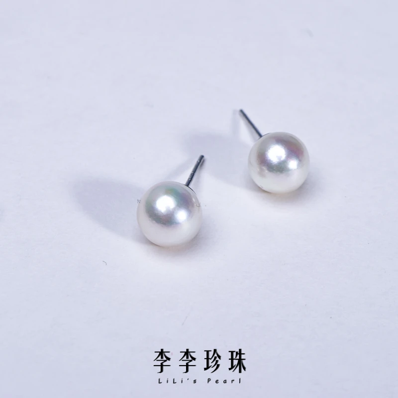 【李李】S925银 海水AKOYA耳钉 7-8mm