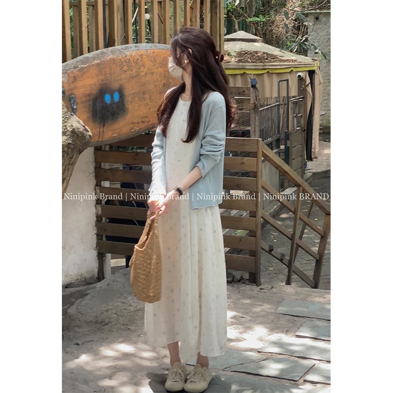 Ninipink庄不腻自制【晚晴天】温柔碎花背心裙少女感显瘦连衣裙7162