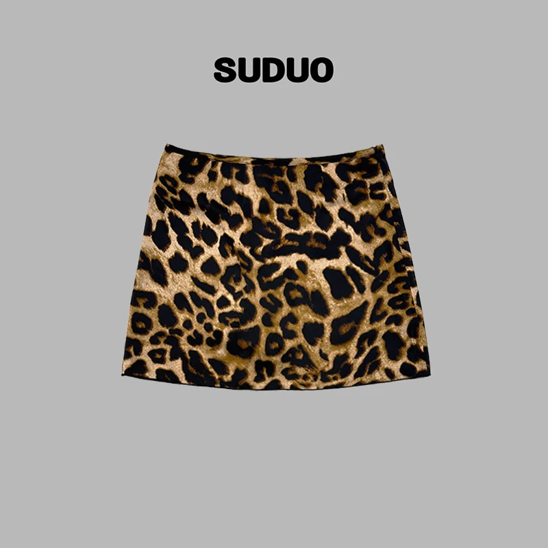 「SUDUO」朵朵2023秋冬新款高腰豹纹半裙S250109
