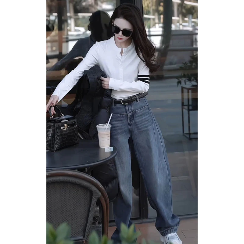 秋季套装女时尚洋气时髦减龄高级感长袖T恤休闲牛仔裤显瘦两件套
